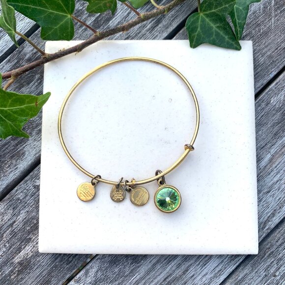 Alex and Ani – August Birthstone Bangle Swarovski Peridot – Russian Gold Finish - Picture 1 of 2